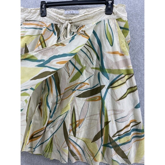 CAbi Women's A Line Skirt Lined Leaves Medium 100% Cotton Pockets Drawstring - Picture 6 of 11